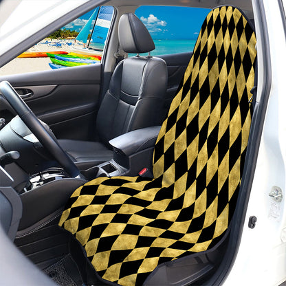 Black And Gold Harlequin Pattern Print Waterproof Car Seat Cover