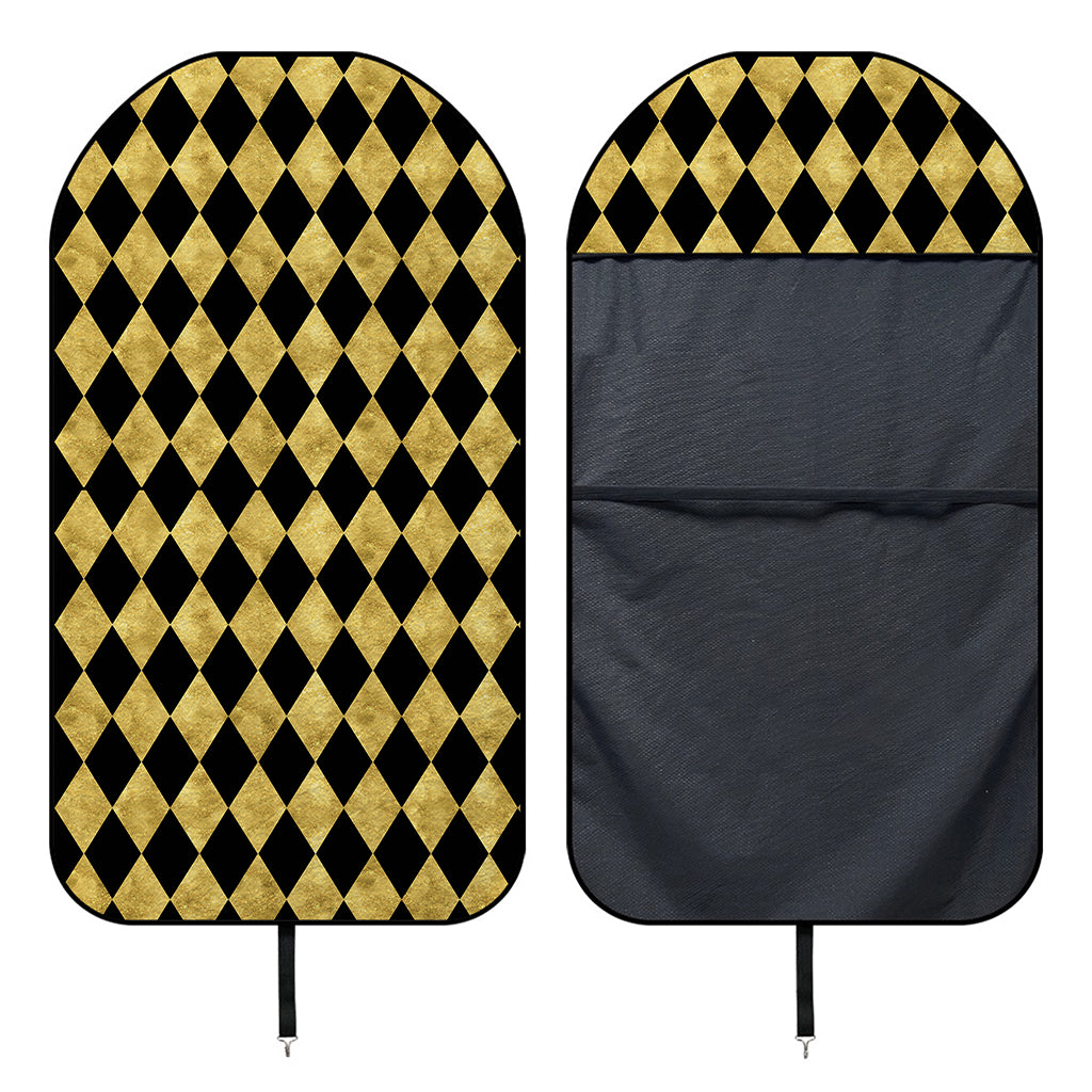 Black And Gold Harlequin Pattern Print Waterproof Car Seat Cover