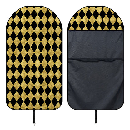 Black And Gold Harlequin Pattern Print Waterproof Car Seat Cover