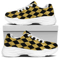 Black And Gold Harlequin Pattern Print White Chunky Shoes
