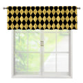 Black And Gold Harlequin Pattern Print Window Valance