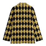 Black And Gold Harlequin Pattern Print Women's Blazer