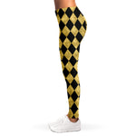Black And Gold Harlequin Pattern Print Women's Leggings