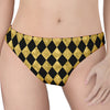 Black And Gold Harlequin Pattern Print Women's Thong