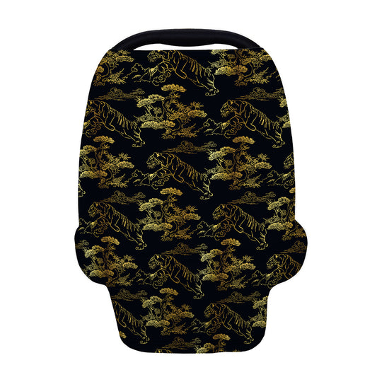 Black And Gold Japanese Tiger Print Baby Seat Cover