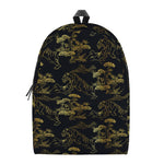 Black And Gold Japanese Tiger Print Backpack