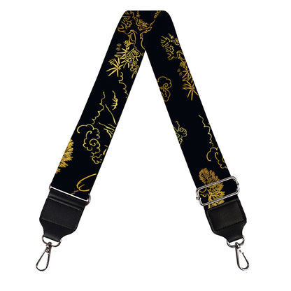Black And Gold Japanese Tiger Print Bag Strap