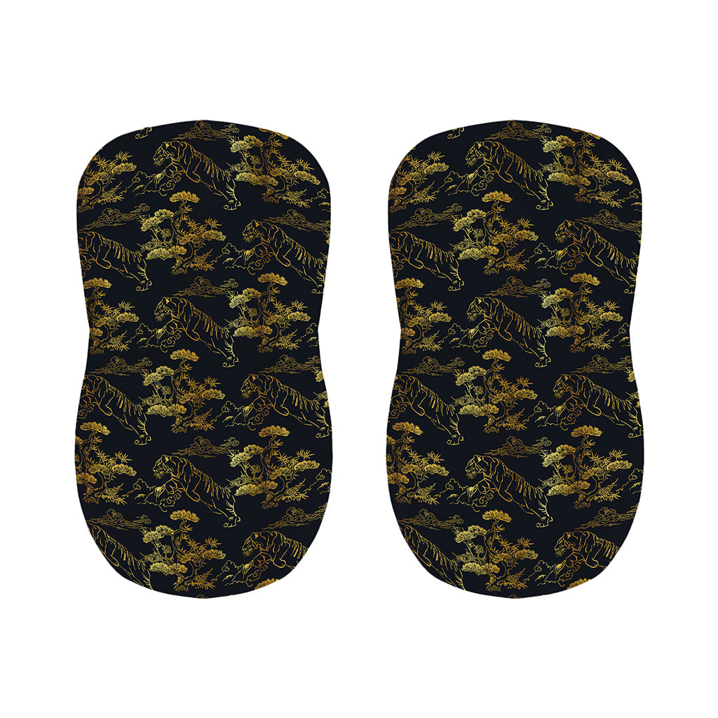 Black And Gold Japanese Tiger Print Bar Stool Covers