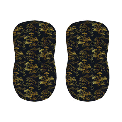 Black And Gold Japanese Tiger Print Bar Stool Covers