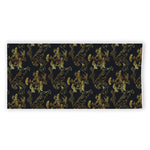 Black And Gold Japanese Tiger Print Beach Towel