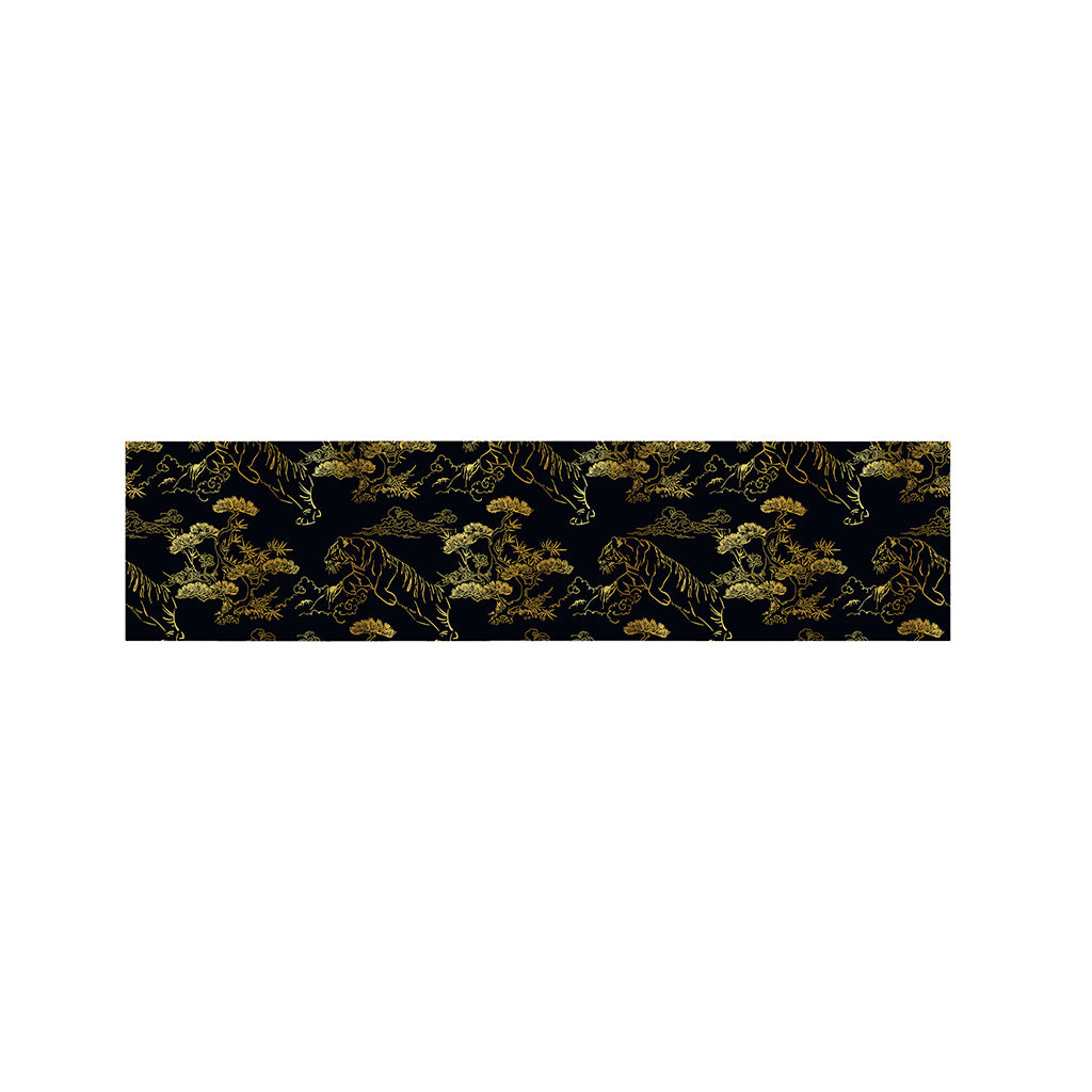 Black And Gold Japanese Tiger Print Bed Runner
