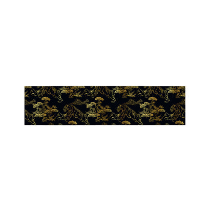 Black And Gold Japanese Tiger Print Bed Runner