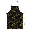 Black And Gold Japanese Tiger Print Bib Apron With Pocket