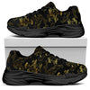 Black And Gold Japanese Tiger Print Black Chunky Shoes