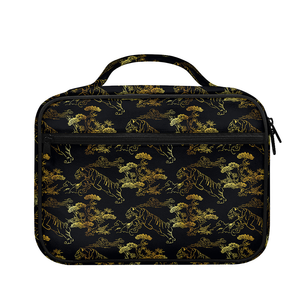 Black And Gold Japanese Tiger Print Briefcase Bible Bag