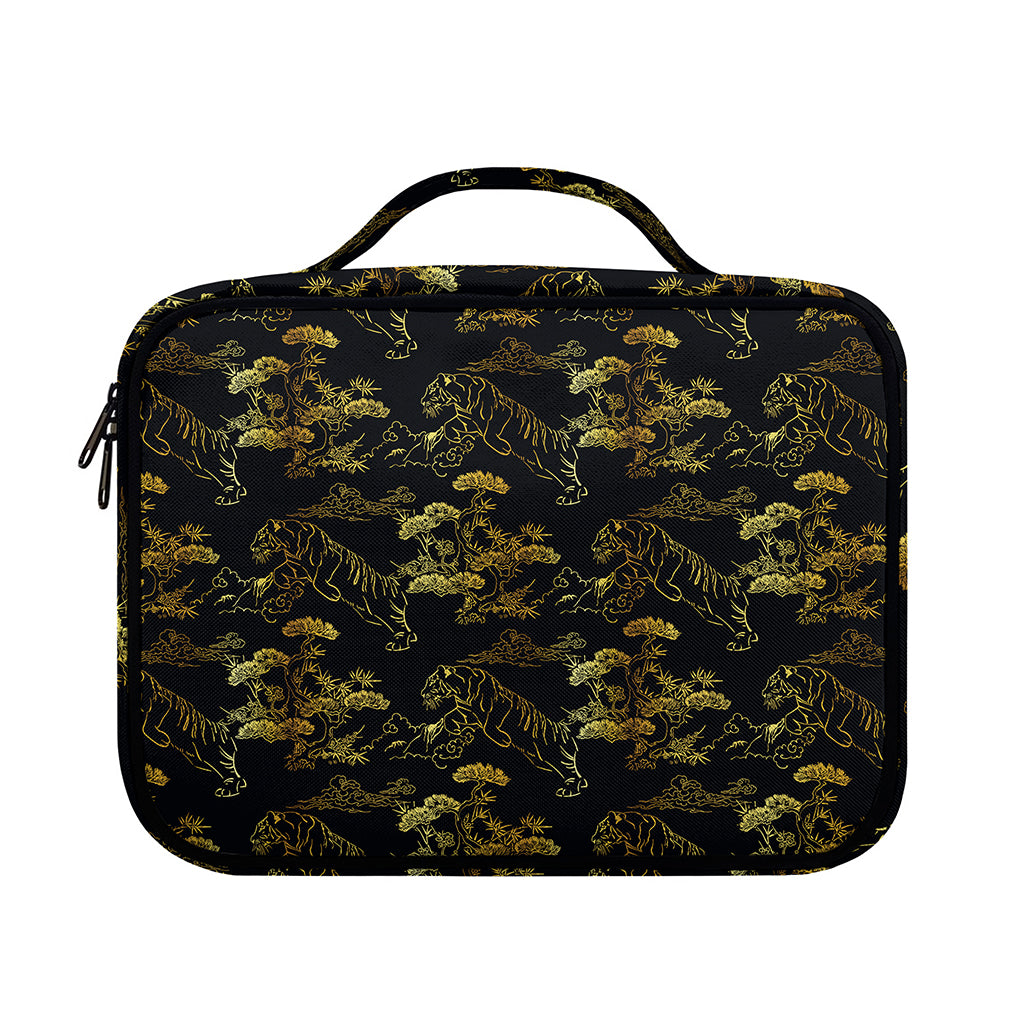 Black And Gold Japanese Tiger Print Briefcase Bible Bag