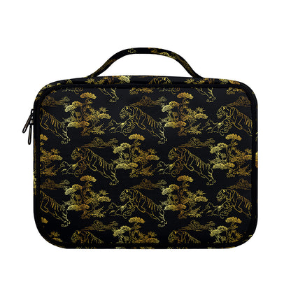 Black And Gold Japanese Tiger Print Briefcase Bible Bag