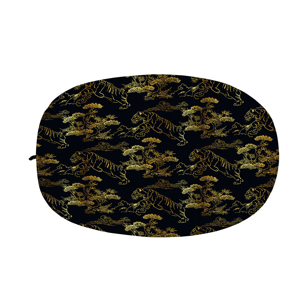 Black And Gold Japanese Tiger Print Car Side Mirror Covers