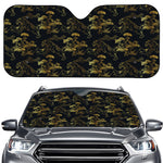 Black And Gold Japanese Tiger Print Car Windshield Sun Shade