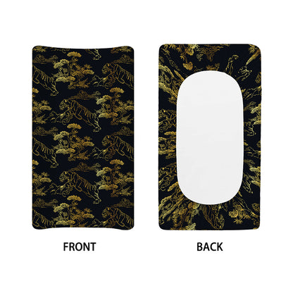 Black And Gold Japanese Tiger Print Changing Pad Cover