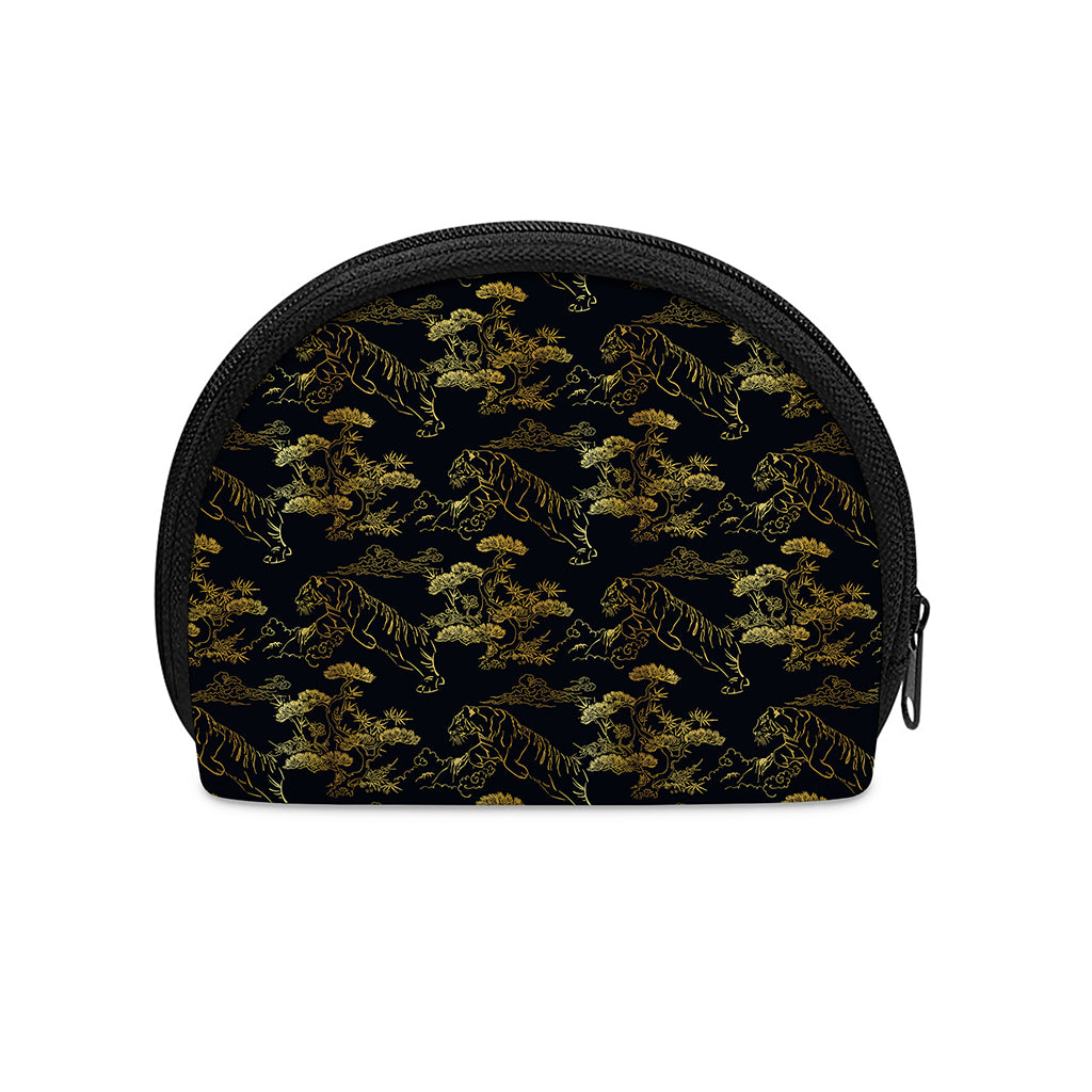 Black And Gold Japanese Tiger Print Coin Purse