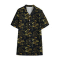 Black And Gold Japanese Tiger Print Cotton Hawaiian Shirt