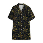 Black And Gold Japanese Tiger Print Cotton Hawaiian Shirt