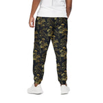 Black And Gold Japanese Tiger Print Cotton Pants