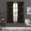 Black And Gold Japanese Tiger Print Grommet Curtain Panels