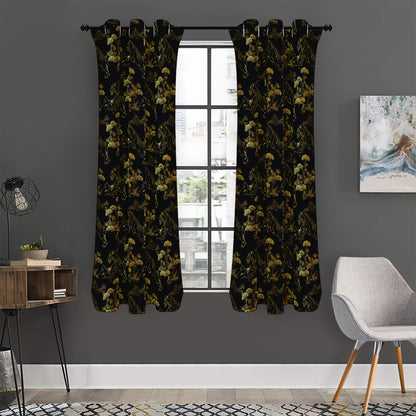 Black And Gold Japanese Tiger Print Curtain