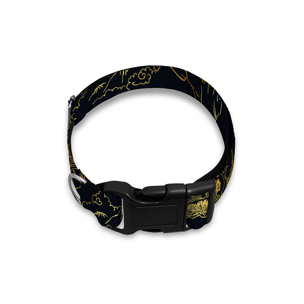 Black And Gold Japanese Tiger Print Dog Collar