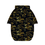 Black And Gold Japanese Tiger Print Dog Zip Up Hoodie