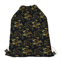 Black And Gold Japanese Tiger Print Drawstring Bag