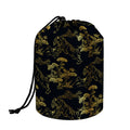 Black And Gold Japanese Tiger Print Drawstring Makeup Bag
