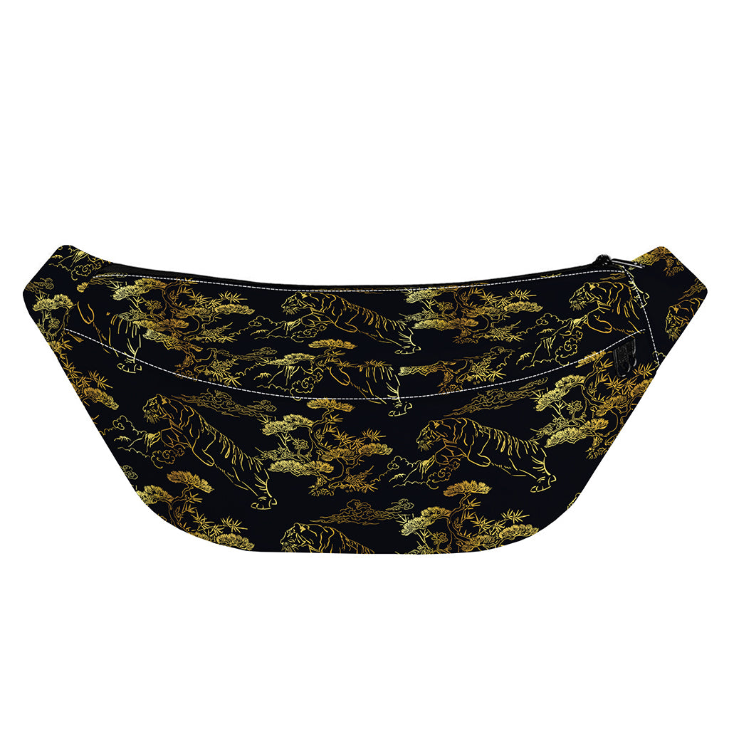 Black And Gold Japanese Tiger Print Fanny Pack