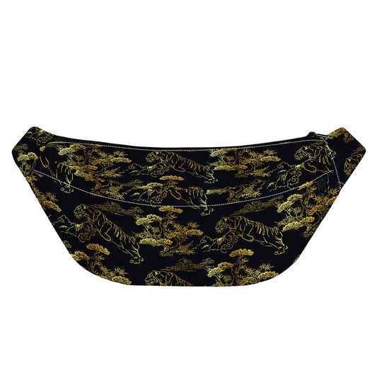 Black And Gold Japanese Tiger Print Fanny Pack