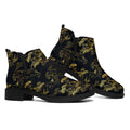 Black And Gold Japanese Tiger Print Flat Ankle Boots