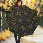 Black And Gold Japanese Tiger Print Foldable Umbrella
