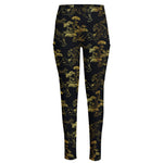 Black And Gold Japanese Tiger Print High-Waisted Pocket Leggings