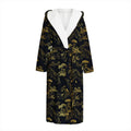 Black And Gold Japanese Tiger Print Hooded Bathrobe