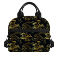 Black And Gold Japanese Tiger Print Insulated Lunch Bag