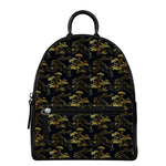 Black And Gold Japanese Tiger Print Leather Backpack