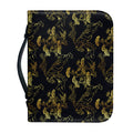 Black And Gold Japanese Tiger Print Leather Bible Cover