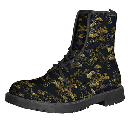 Black And Gold Japanese Tiger Print Backpack