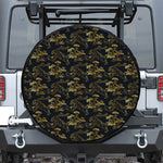 Black And Gold Japanese Tiger Print Leather Spare Tire Cover