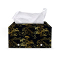 Black And Gold Japanese Tiger Print Leather Tissue Box Cover
