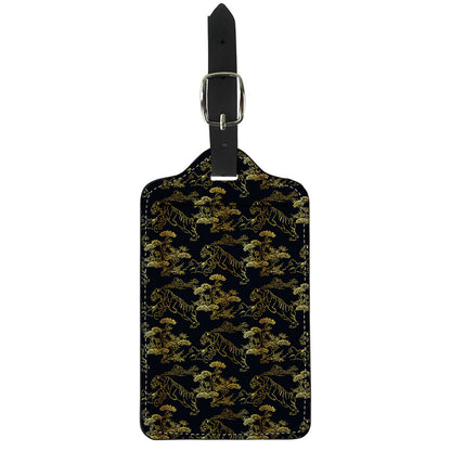 Black And Gold Japanese Tiger Print Luggage Tag
