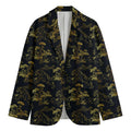 Black And Gold Japanese Tiger Print Men's Blazer