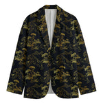 Black And Gold Japanese Tiger Print Men's Blazer