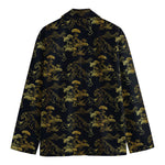 Black And Gold Japanese Tiger Print Men's Blazer
